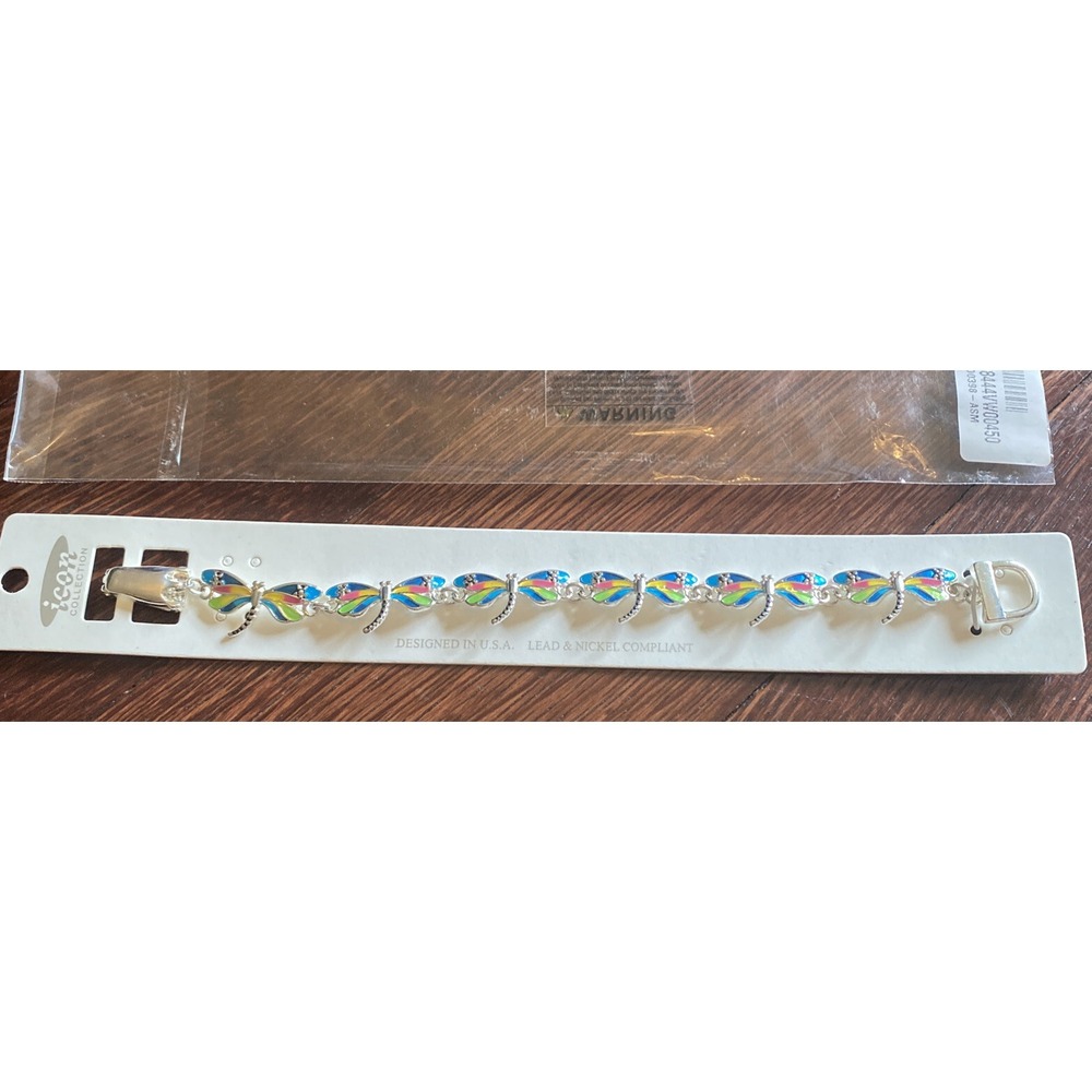 Icon Collection Jewlery , Bracetet, Linked Dragonflies- Colorful- Magnetic Close